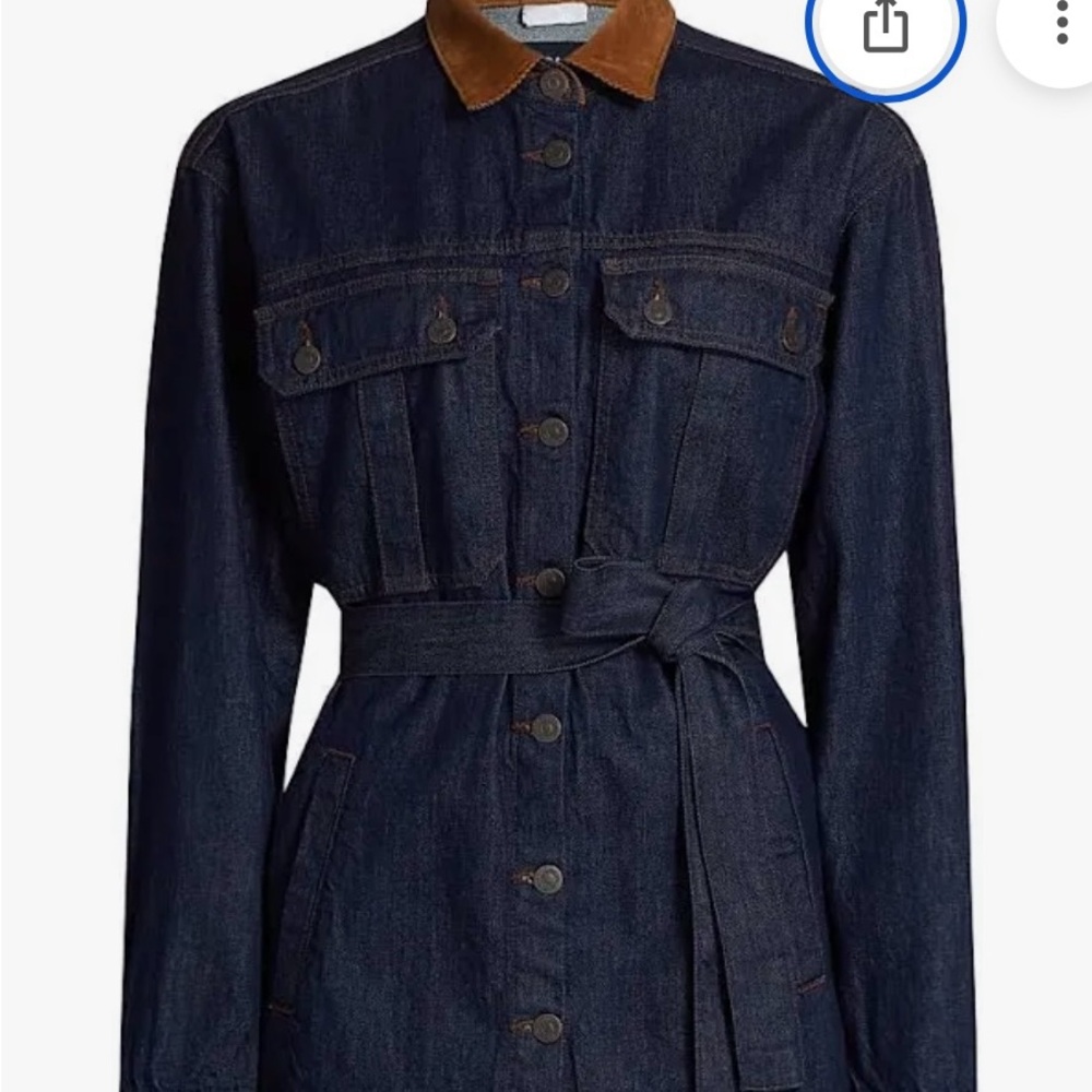 Veronica Beard Dark Denim Jacket with Brown Collar
